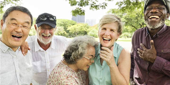 Group of Seniors Laughing Together Outside