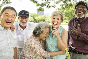 Group of Seniors Laughing Together Outside