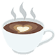 Steaming cup of coffee with heart-shaped latte art on a gray background