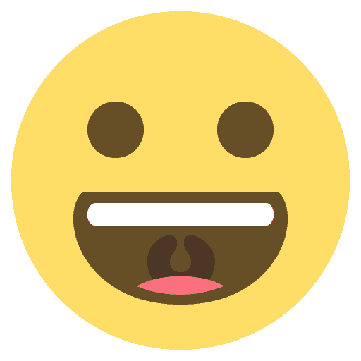 Yellow face emoji with wide eyes, raised eyebrows, and a straight mouth showing teeth