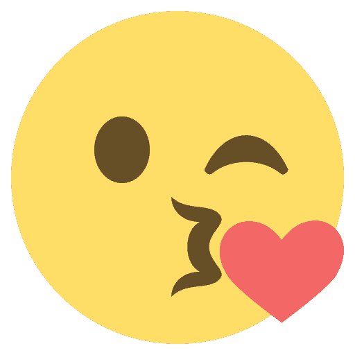 Yellow face emoji with a wink and kiss displaying a heart
