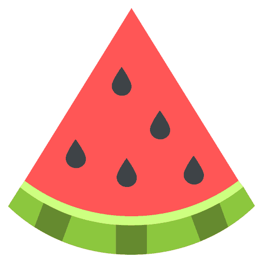 Slice of watermelon with seeds on a pink background.