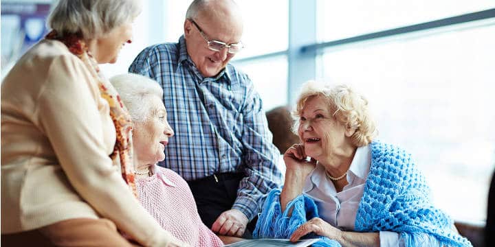 Group of Seniors Visiting