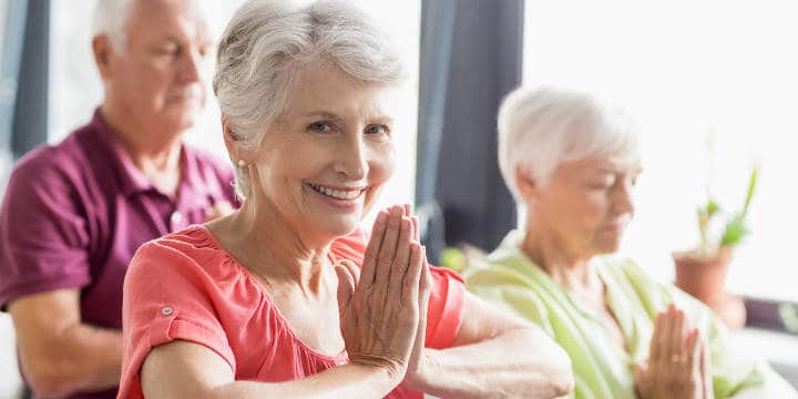 Group of Seniors Doing Yoga