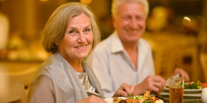 Senior couple on a date in a restaurant