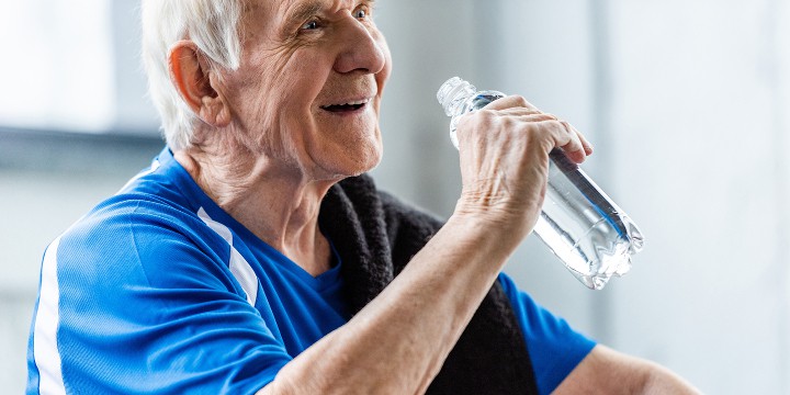 Senior smiling after a workout