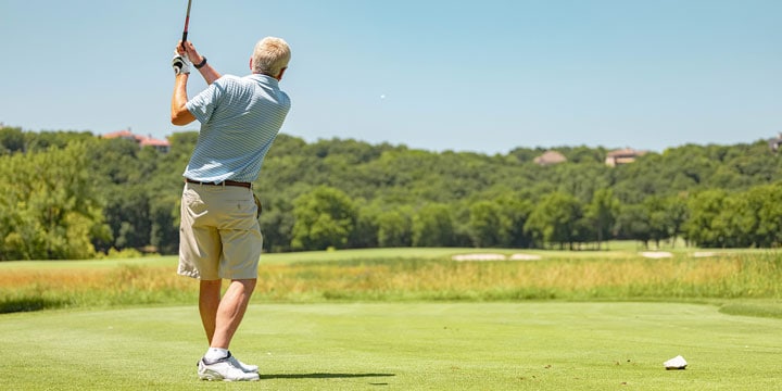 Senior man playing golf