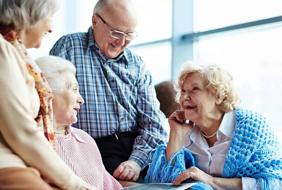 Group of Seniors Visiting