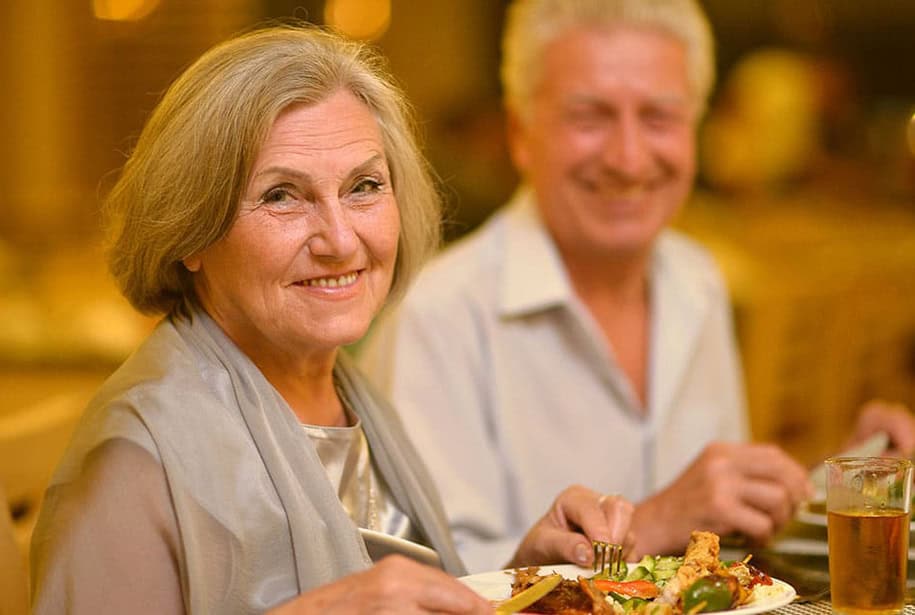 Senior couple on a date in a restaurant