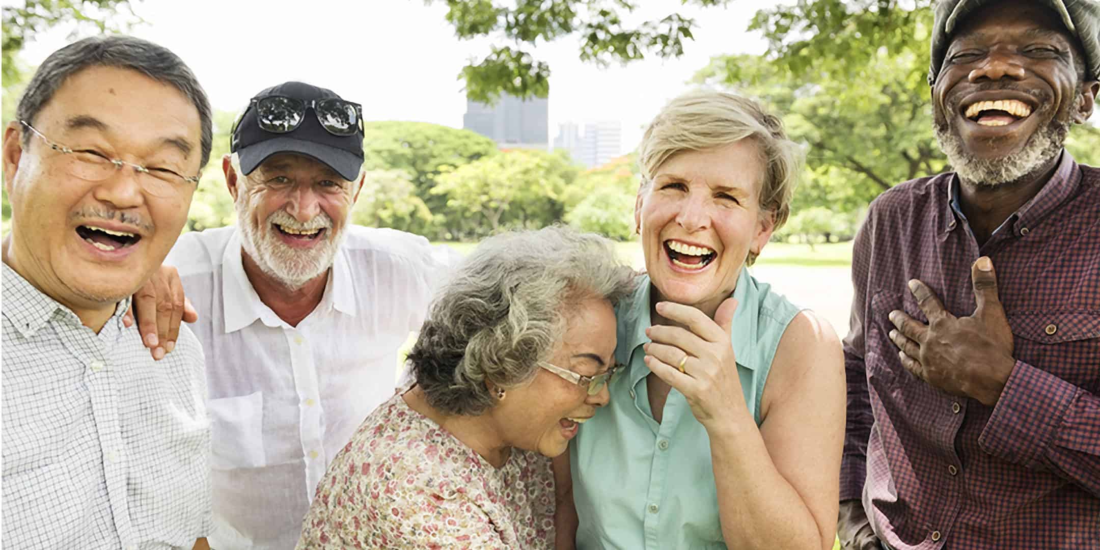 Group of Seniors Laughing Together Outside