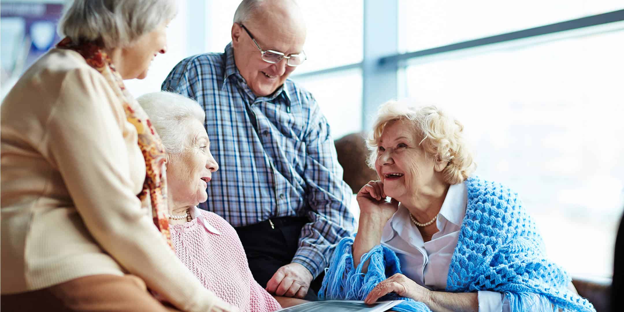Group of Seniors Visiting