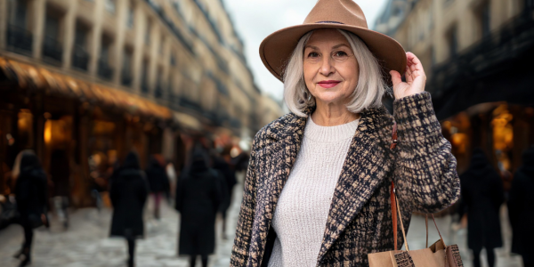 Fashionable senior woman shopping and making fashion for women over 50 look easy