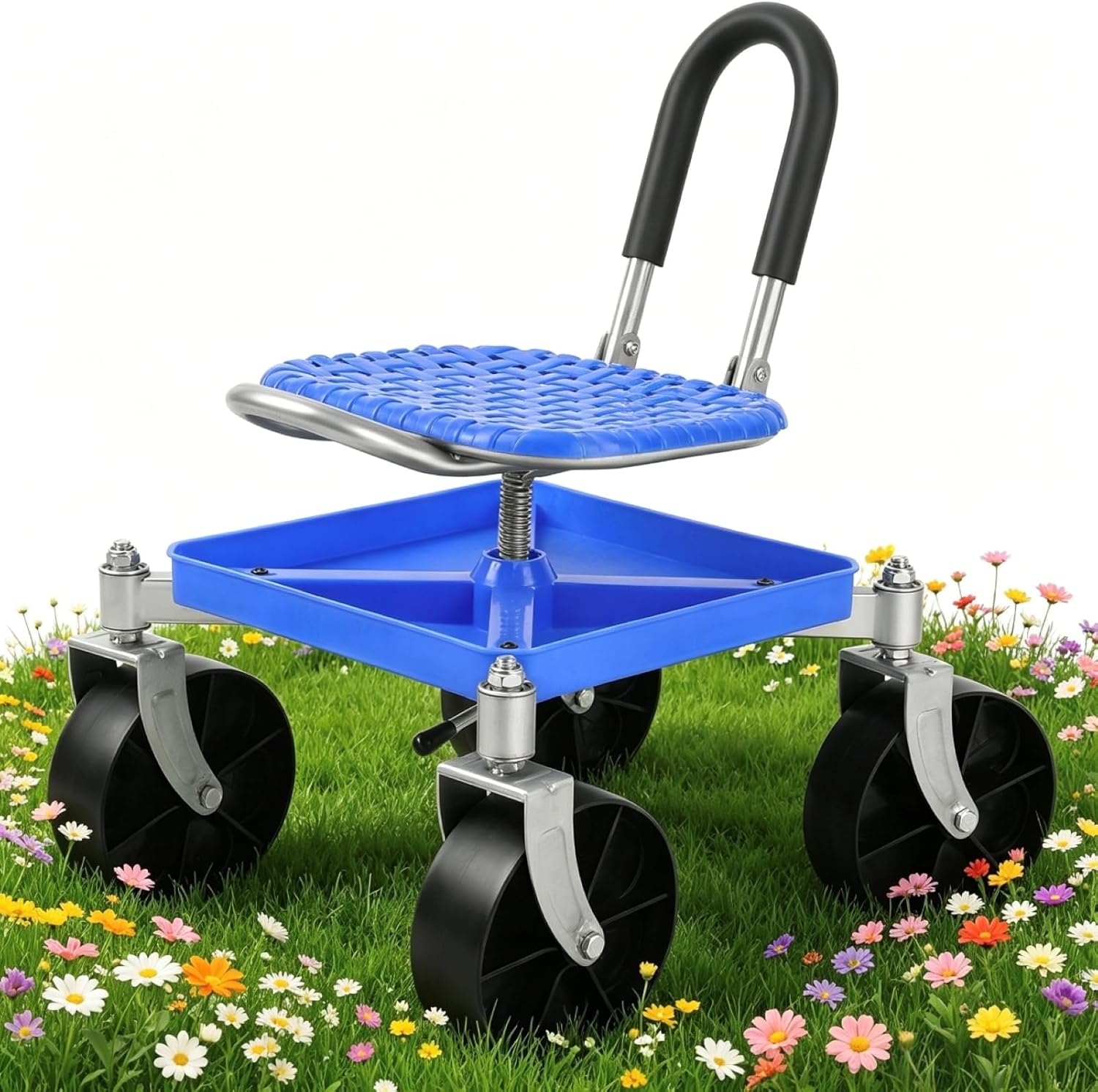 Rolling garden seat for seniors with 360 degree swivel